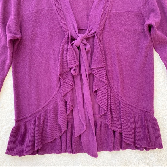 Anthro Guinevere snow melt purple ruffle cardigan - Picture 6 of 9